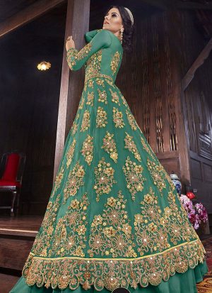 Teal Net Wedding Salwar Kameez