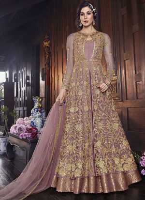 Light Violet Net Wedding Salwar Kameez