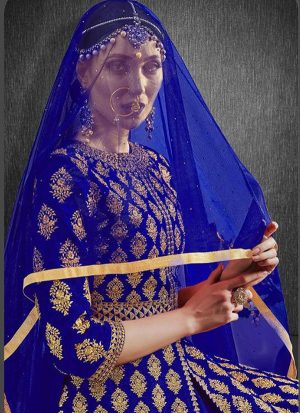 Royal Blue Silk Blend Pakistani Salwar Kameez