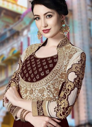 Maroon Georgette Anarkali Salwar Kameez