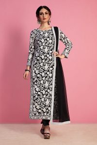 Black Embroidered Party Wear Semi Stitched Lehenga