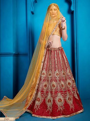 Maroon Embroidered Art Silk Party Wear Semi Stitched Lehenga