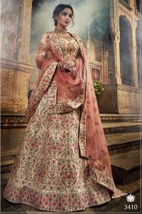 Jute White Thread Work Art Silk Wedding & Party Wear Semi Stitched Lehenga