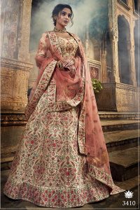 Jute White Thread Work Art Silk Wedding & Party Wear Semi Stitched Lehenga