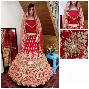 Velvet Heavy Embroidery Work Traditional Wedding Season Special Red Lehenga Choli
