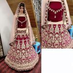 Velvet Red Heavy Embroidery Work Traditional Wedding Season Special Lehenga Choli