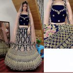 Navy Blue Velvet Heavy Embroidery Work Traditional Wedding Season Special Lehenga Choli