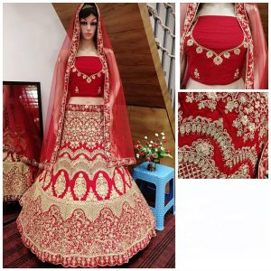 Velvet Red Heavy Embroidery Work Traditional Wedding Season Special Lehenga Choli