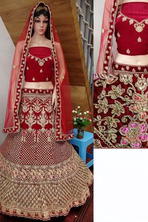 Velvet Heavy Embroidery Work Traditional Wedding Season Special Lehenga Choli