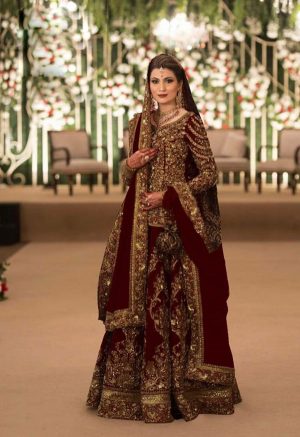 Maroon Colors French Crape Embroidered Bridal Look Wedding Season Special Choli