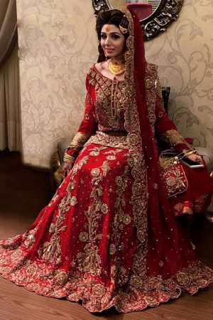 Red Heavy Embroidered Designer Traditional Bridal Lehenga Choli