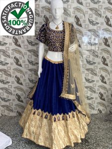 Blue Traditional Fashion Party Wear Attractive Look Lehenga Choli