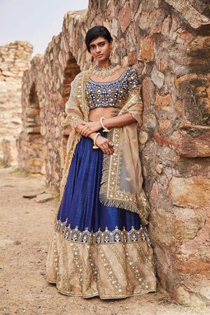 Blue Traditional Fashion Party Wear Attractive Look Lehenga Choli