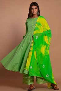 Green Cotton Hand Block Print Kurta Plazzo Sets