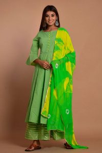 Green Cotton Hand Block Print Kurta Plazzo Sets