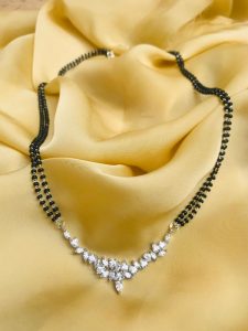 Trance Cluster Silver Diamond Stone Mangalsutra