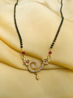 Floral Gold American Diamond Mangalsutra