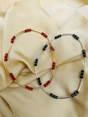 Free Size Black & Red Anklet