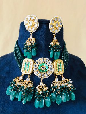Green Meenkari Handpaint Beads Necklace