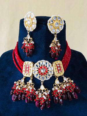 Red Meenkari Handpaint Beads Necklace