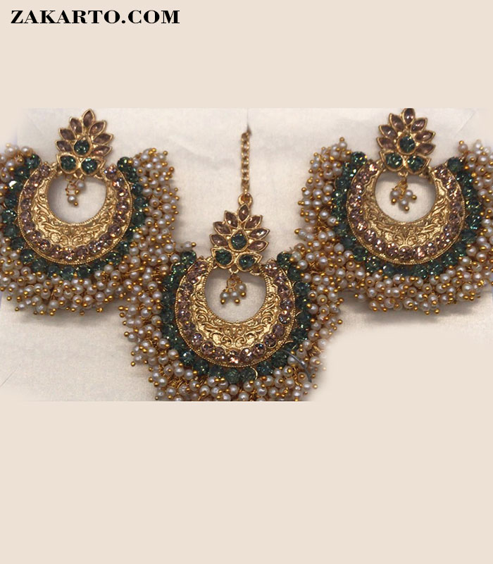 Buy party wear designer earrings with maang tikka Online From Surat  Wholesale Shop