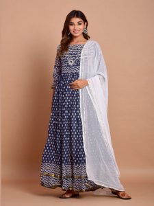 Blue Bandhej Cotton Kurta Sets