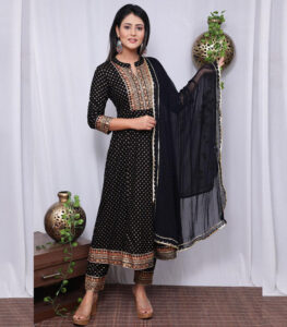 Black Casual Wear Beautiful Heavy Rayon Anarkali Kurti