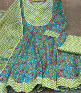 Heavy Cotton Anarkali Kurti Pant With Dupatta