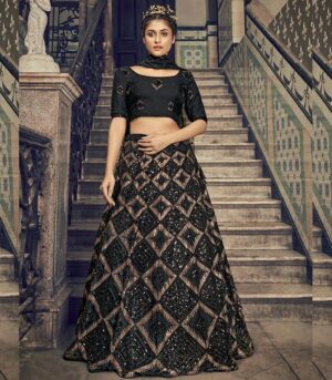 Ethnic Plus Black Stylish Indian Designer Lehenga