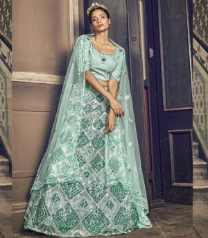 Turquoise Blue Color Designer Lehenga