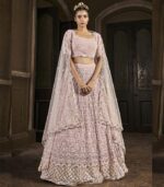 Dusty Pink Stylish Wedding Wear Indian Lehenga