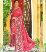 Red Wedding Womens Wear Hand Work Saree