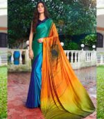Multicolor Designer More Pankh Satin Silk Saree