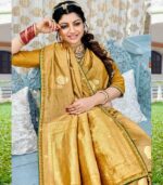Golden Color Indian Silk Saree