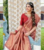 Dark Peach Color Beautiful Silk Saree