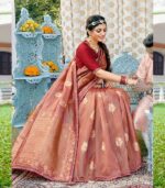 Dark Peach Color Beautiful Silk Saree