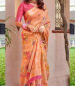 Dark Peach Color Lilan Silk Saree