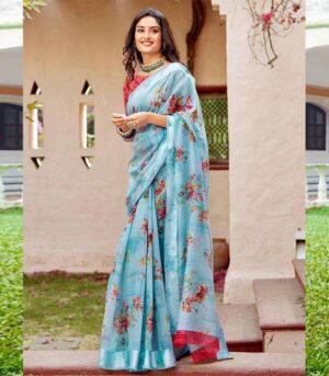 Light Blue Color Beautiful Summer Saree