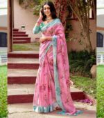 Light Pink Color Beautiful Designer Saree