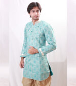 Ornated With Shimmer Material Sky Blue Indo Western Kurta Pajama