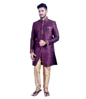 Designer Ethnic Wear Brocade Multicolor Indo Western Sherwani