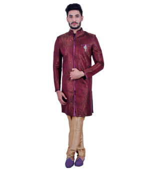 Multicolor Zari Brocade Indo Western Sherwani