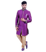 A Dark Lavender Art Silk Indo Western Sherwani