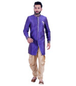 A Blue Art Silk Indo Western Sherwani