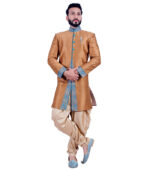 Sienna Brown Art Silk Indo Western Sherwani