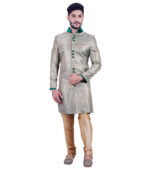 Beautifully Crafted In Zari Tanchoi Multicolor Indo Western Sherwani
