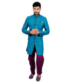 Afghani Bottom Tailored Art Silk Indo Western Sherwani