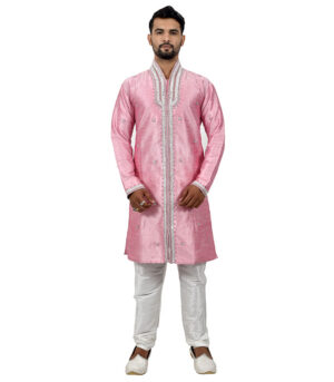 Art Silk Cameo Pink Indo Western Sherwani