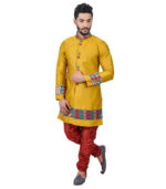 Golden Yellow Art Silk Indo Western Sherwani