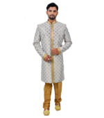 Multicolor Brocade Silk Indo Western Sherwani